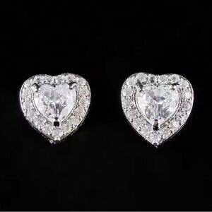 Beautiful heart bling stud earrings
